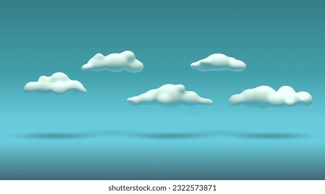 Weiße Wolken auf blauem Hintergrund. Vektorgrafik eines bewölkten Himmels