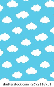 Nuvens brancas em um fundo azul. Plano de fundo isolado. Padrão de vetor de estilo plano.