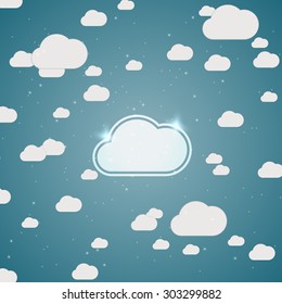 White clouds on a blue background