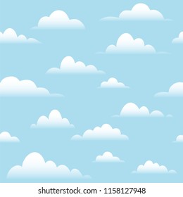 White clouds on blue sky seamless pattern for background ads and banners 