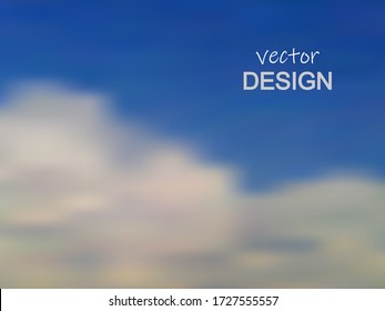 White clouds on a blue sky, vector abstract blurred background.