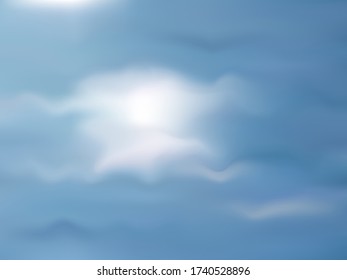 White clouds on a blue sky, vector blue and white abstract background.