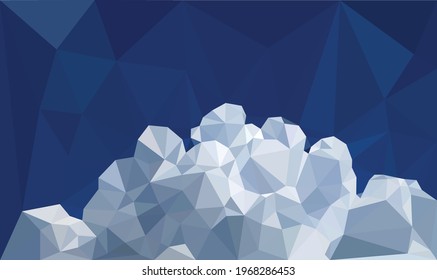 weiße Wolken auf Low-Poly-Hintergrund, Vektorgrafik