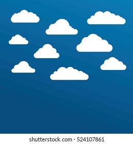 White clouds on blue sky. Elements for illustration, infographics, logos and banners.
