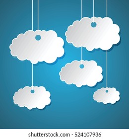 White clouds on blue sky. Elements for illustration, infographics, logos and banners.