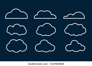 White clouds. On dark background. Banner Icons. Vector. Design elements.