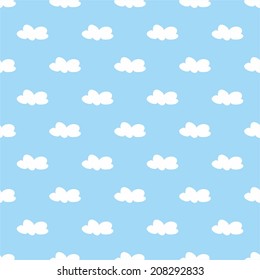 White clouds on light blue sky tile vector background 