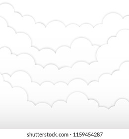 white clouds paper layers abstract 3d background