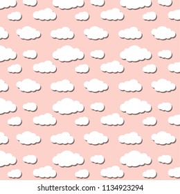 White clouds pattern on pink background