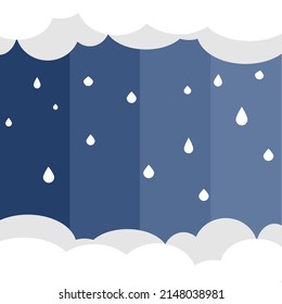 nubes blancas y gotas de lluvia sobre fondo azul oscuro