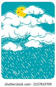 White clouds in the rainy season symbol,character,icon vector illustration background.