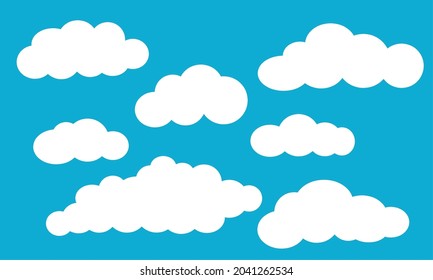 Nubes blancas dejan al clípart aislado en un fondo azul del cielo. Diseño de la colección de burbujas. Elementos de entorno personalizados.