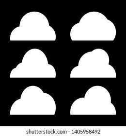 white clouds set on black background. vector illustration