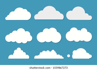 White clouds set on blue sky background. Vector illustration