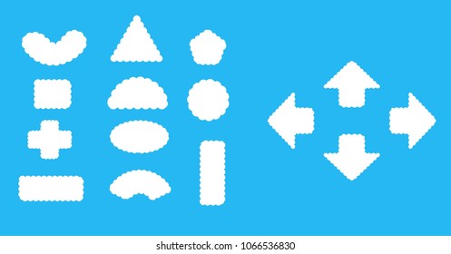 white clouds shape set isolated on blue background. Vector eps.10.
