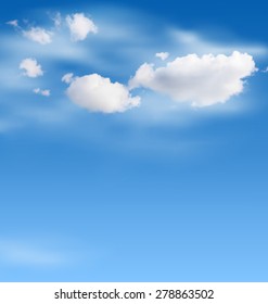 White clouds in the sky on blue background