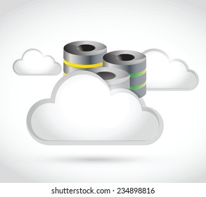 white clouds and storage illustration design over a white background