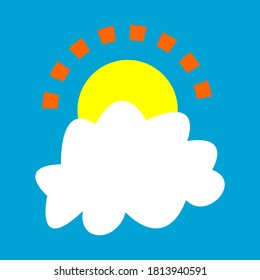 White clouds with the sun shining bright. vector illustration. flat design style