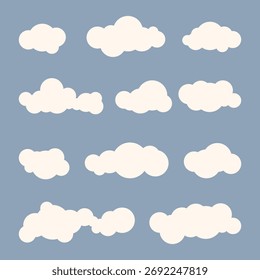 Nuvens brancas em várias formas.