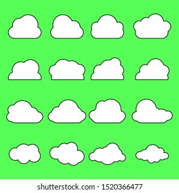 white clouds vector set isolated on green background