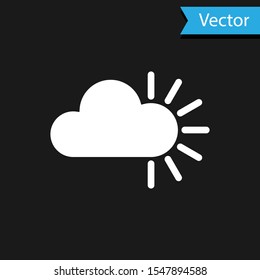 White Cloudy icon isolated on black background.  Vector Illustration