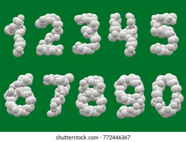 White cloudy or snowy numbers. Vector illustration