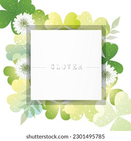 White clover flower and clover illustration background