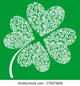 White clover isolated on Green background.  Vector Version