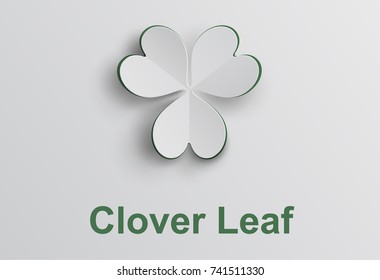 White clover leaf in paper cut and St. Patrick's Day background