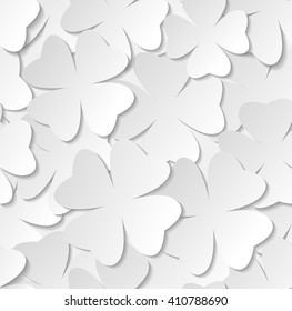 White clover leafs, seamless pattern