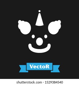White Clown head icon isolated on black background. Vector Illustration White Clown head icon isolated on black background. Vector Illustration
