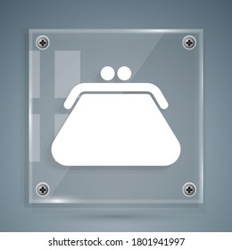 White Clutch bag icon isolated on grey background. Women clutch purse. Square glass panels. Vector Illustration