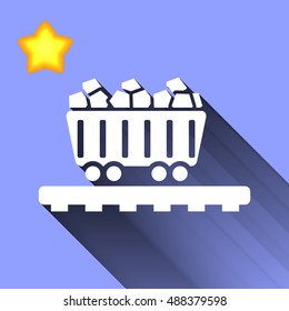 white coal wagon icon button logo symbol concept high quality on the blue background