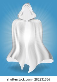 White coat and light, symbolizing the soul, ascension, magic.