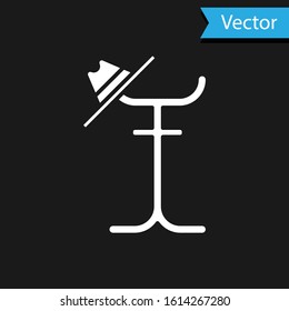 White Coat stand icon isolated on black background.  Vector Illustration