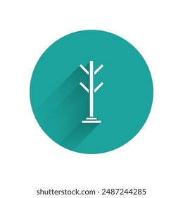 Icono de soporte de capa blanca aislado con sombra larga. Botón círculo verde. Vector