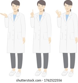 White coat woman set / whole body