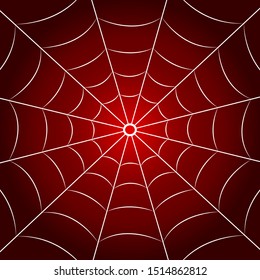 White cobweb on red background. 