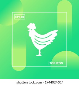 weißes Cock-Element in einfarbigem, einfachem Stil auf grünem Hintergrund. Cockpit-Symbol mit Vorlage für das Konzept des Textnamens. Vektorgrafik