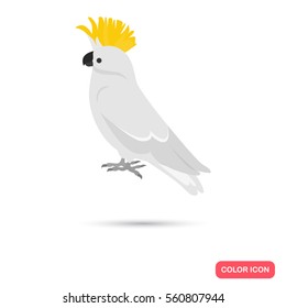 White cockatoo color flat icon for web and mobile design