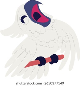 White Cockatoo Screaming Cartoon mão desenhada