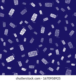 White Cocktail and alcohol drink icon isolated seamless pattern on blue background.  Vector Illustration