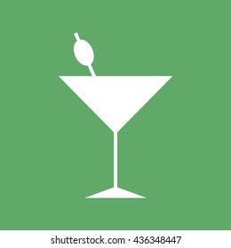 White cocktail glass vector icon illustration