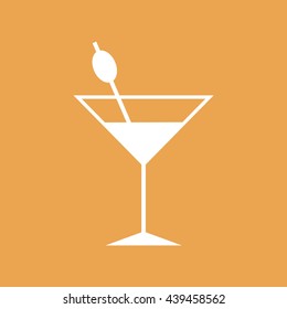 White cocktail glass vector icon illustration