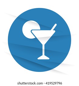 White Cocktail icon label on wrinkled paper