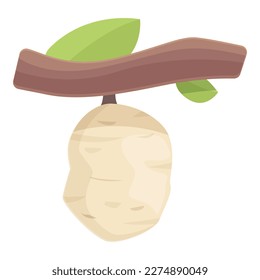 White cocoon icon cartoon vector. Nature larva. Life insect