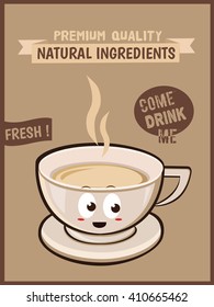 White Coffee background poster card. Vector image. isolated