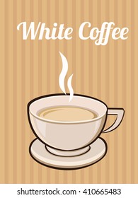 White Coffee background poster card. Vector image. isolated