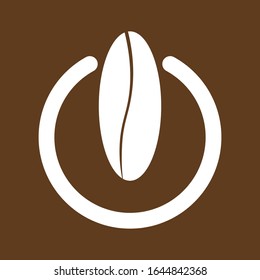 white coffee bean power button logo vector