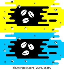 White Coffee beans icon isolated on black background.  Vector